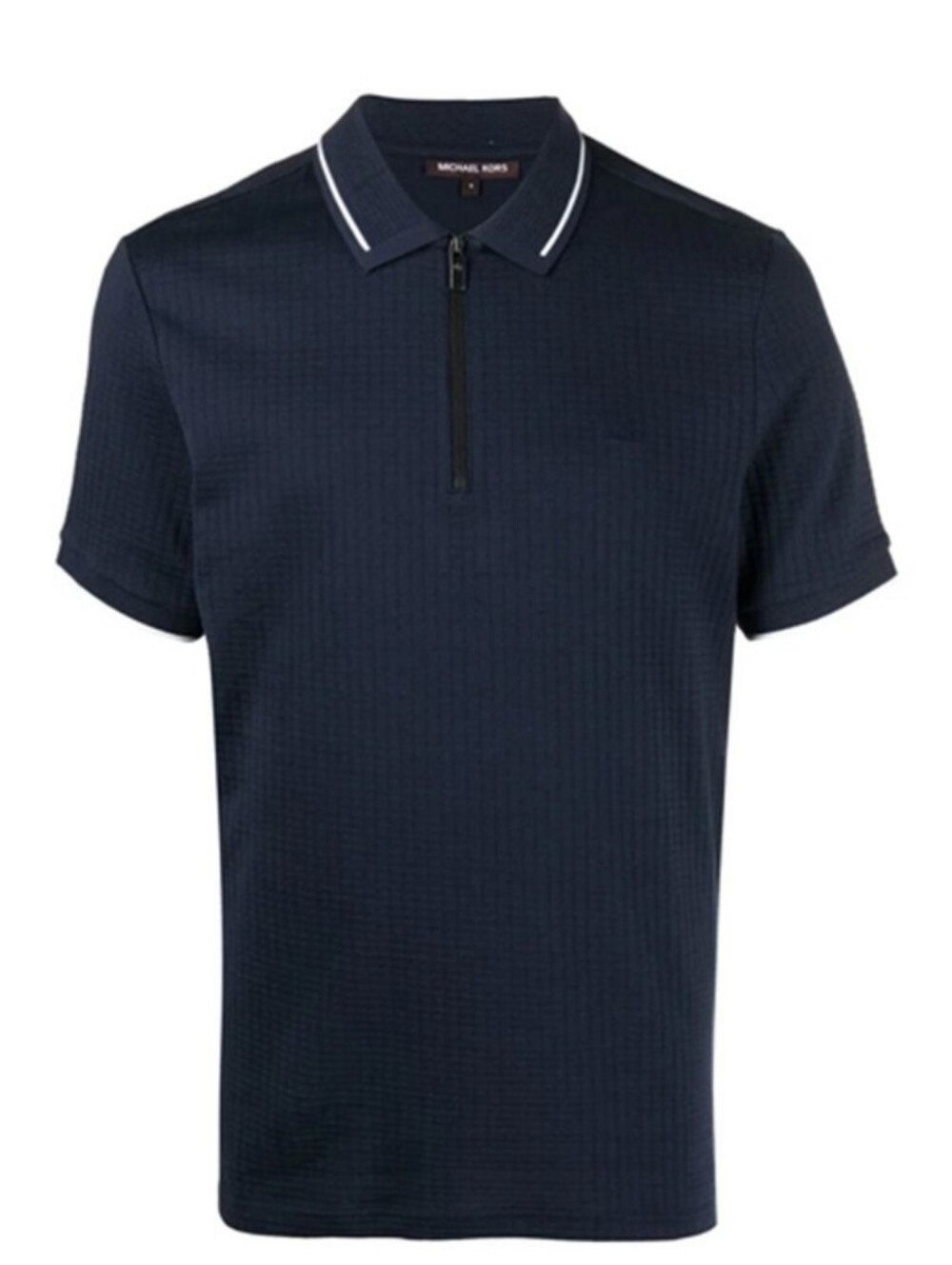 Michael Kors Navy Short-Sleeve Demi-Zip Polo with Contrast Trim